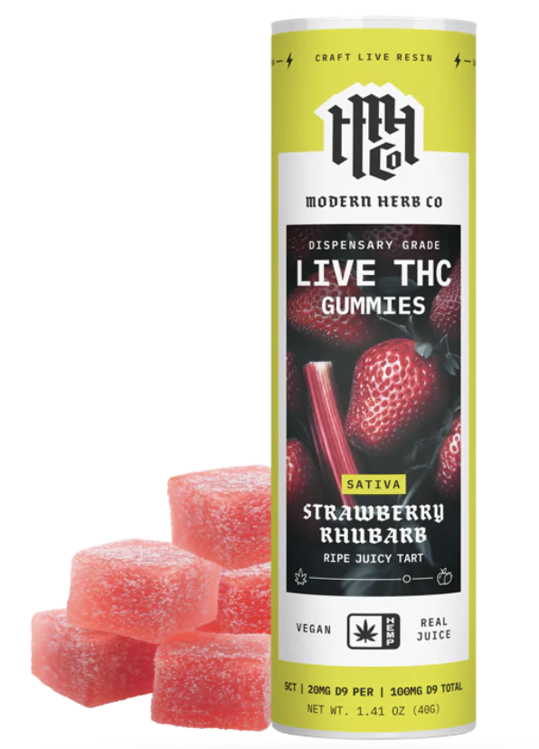 Modern Herb Live Resin Gummies / Daytrip Strawberry Rhubarb / 5ct
